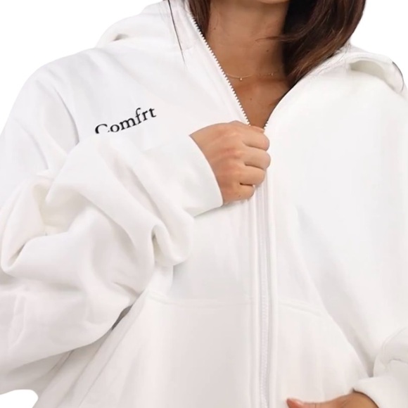 Comfrt *NEW* Cloud Zip Hoodie White Unisex Sizing - Picture 3 of 5